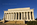The view of the Lincoln Memorial featuring the strong early morning late fall sunshine gleaming off the marble edifice of the presidential monument, Washington DC