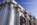 View of the southern facade of Washington Union Station including the allegorical statues entitled "The Progress of Railroading" & the Arch of Constantine a classical element to the Beaux-Arts facade of the train station, Washington DC