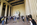 Classical interior scene from the central chamber of the Abraham Lincoln Memorial, featuring the marble Lincoln Statue and middle of the day tourism crowds, Washington DC