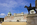 Horse Guards Parade scene featuring the Earl Roberts Equestrian Statue and the edifice of The Admirality Extension behind, Whitehall, London, England