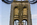 Telephoto lens view of the east tower of Menai Suspension Bridge including the rows of steel cables suspended in position, World Heritage Site, Gwynedd, North Wales